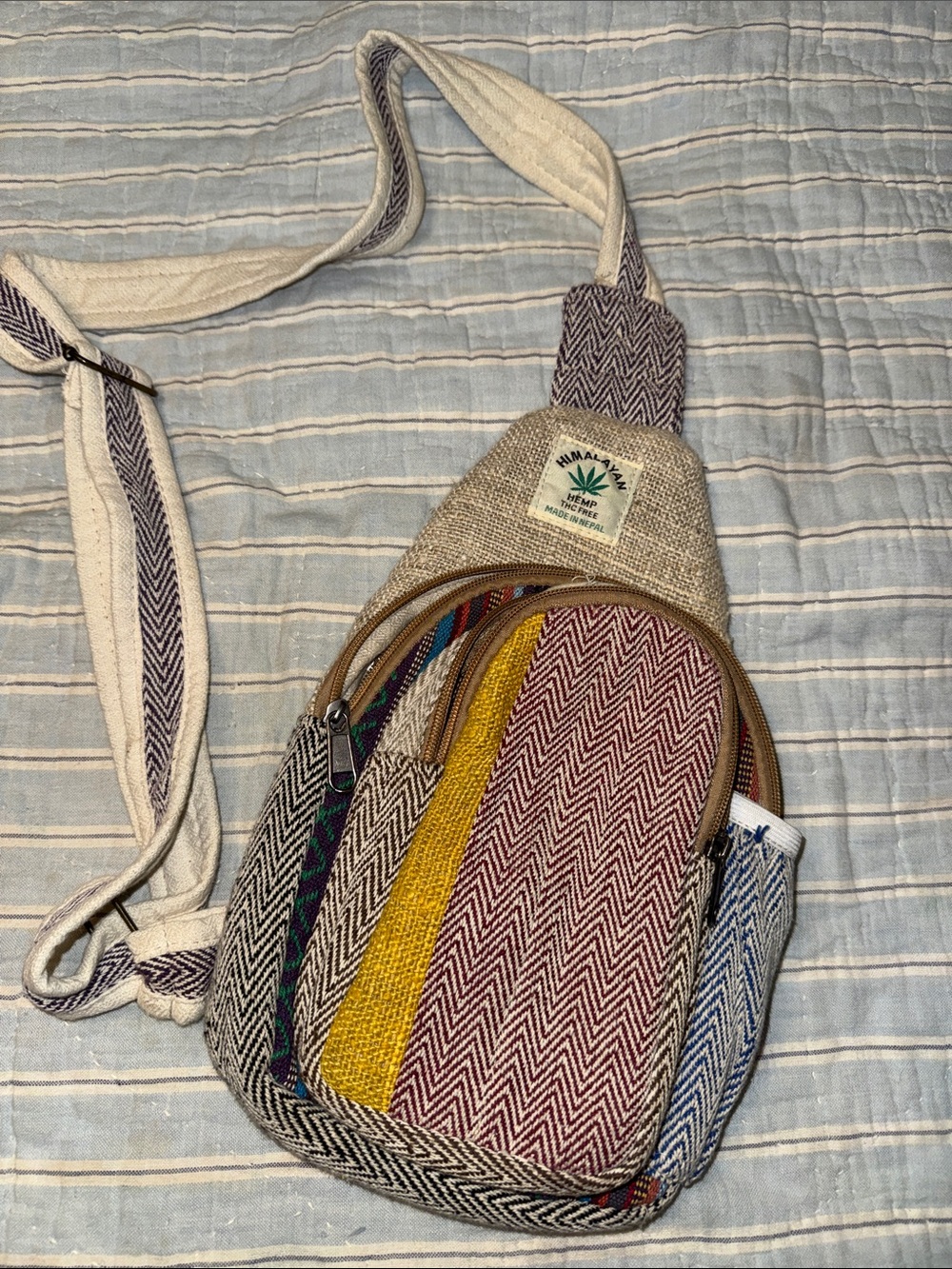 Handmade Hemp Multicolor Crossbody Sling Bag